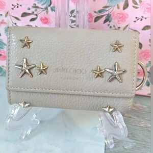 ✨ Jimmy Choo Star Studded Neptune Gray Key Holder Wallet 🌟